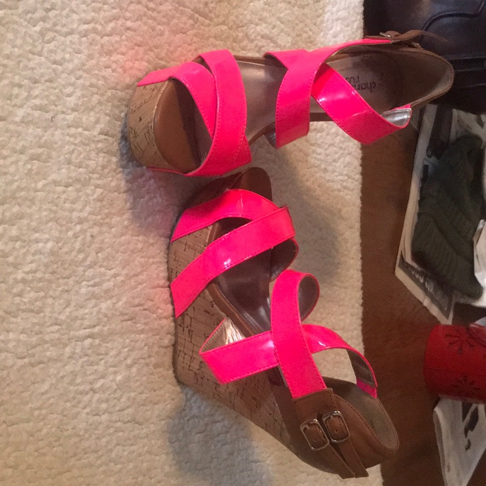 Pink wedge heels